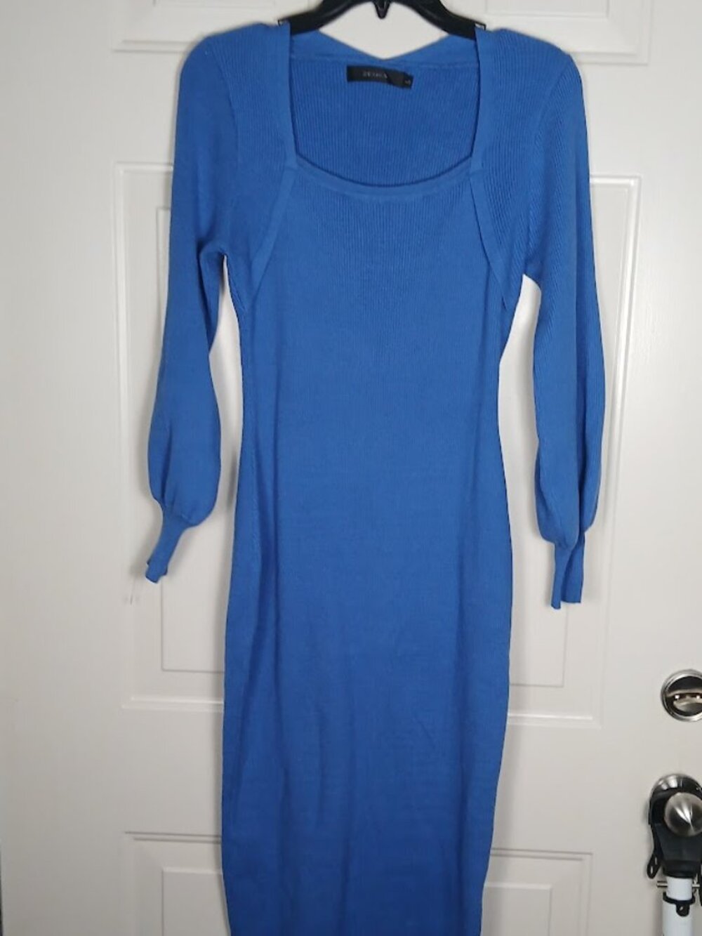 Zesica Womens Blue Sweater Dress With Balloo. Sleeve